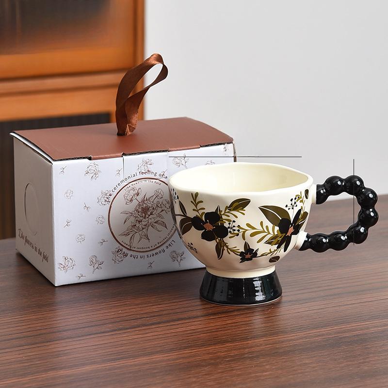 

Ретро Кофейная чашка Средневековая чашка Высококлассная и Роскошная Кружка с Высоким Внешним видом Керамическая Чашка для Послеобеденного чая в Британском стиле 300ml