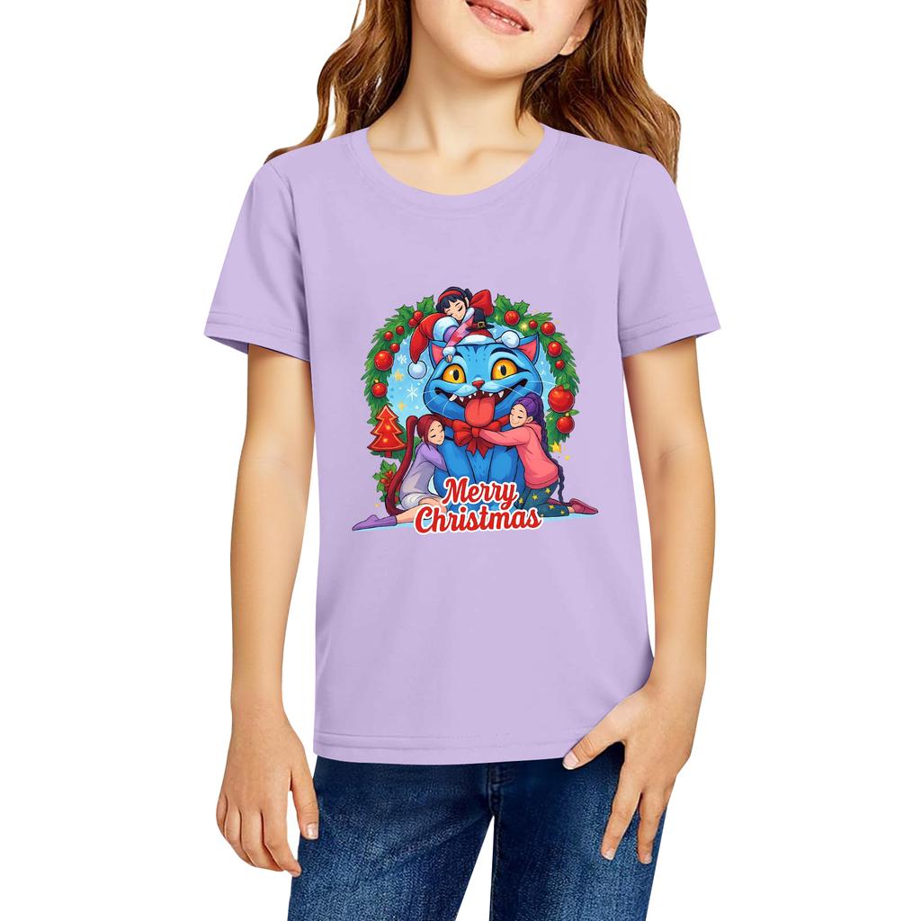 Fashionable Round Neck Short Sleeve Work Clothes Printed Tops For KID Summer Tops