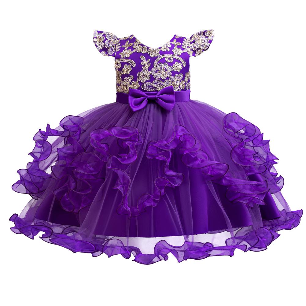 Detské vyšívané sieťované princeznovské šaty - nadýchaná sukňa pre družičku alebo na klavírne vystúpenie