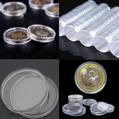 10 Peças 35Mm Aplicadas Transparentes Redondas Estojos Cápsulas de Armazenamento de Moedas Suporte Redondo de Plástico