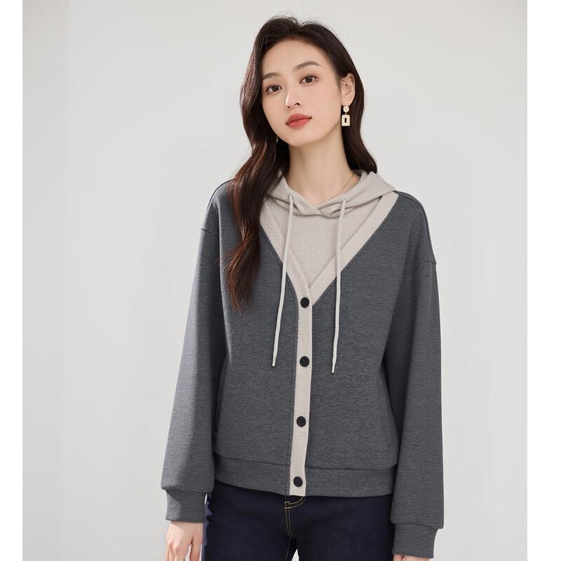 Women's Layered Look Spliced Sweatshirt