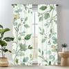 2Pc Sets Of Green Leaf Themed Curtains, Polyester Fabric, Machine Washable, Suitable For Bedroom, Living Room, Bathroom