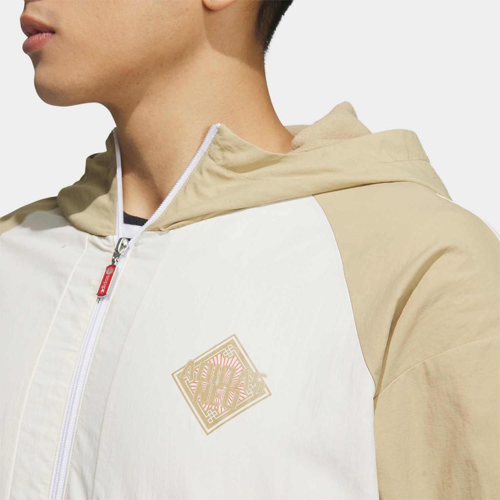 Adidas Neo Colorblock Loose Woven Casual Sports Jacket Unisex Pure White IQ1577