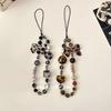 INS Cute Maillard Bowknot Love Heart Bead Phone Charms Chain For Phone Accessories Phone Strap Anti-Lost Lanyard Hanging Rope