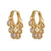 Yhpup Stainless Steel Colorful Cubic Zirconia Hoop Earrings for Women Exquisite Fashion Metal Texture Geometric Earrings Gift