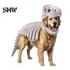 Costume Scheletro Dinosauro Tridimensionale per Animali Domestici, Abbigliamento 3D Luminescente al Buio, Cappello Morbido Peluche di Dinosauro per Cani Gatti di Halloween, Cosplay Festività