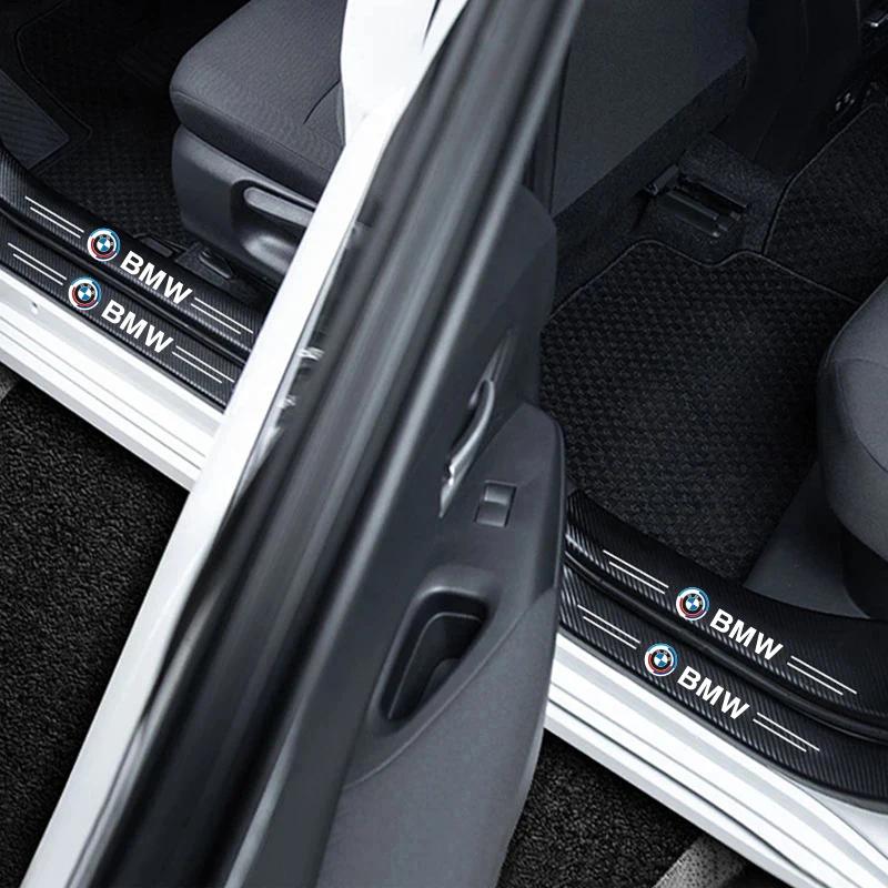 1/4/5Pcs Leather Car Door Sill Protector Carbon Fiber Sill Strip For BMW 50th G07 G06 G02 G01 F48 F39 G42 G26 F01 F02 GT E48 i3 pdcr06