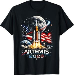 Artemis 2026 American Rocket Launch to The Moon Landing T-Shirt XL