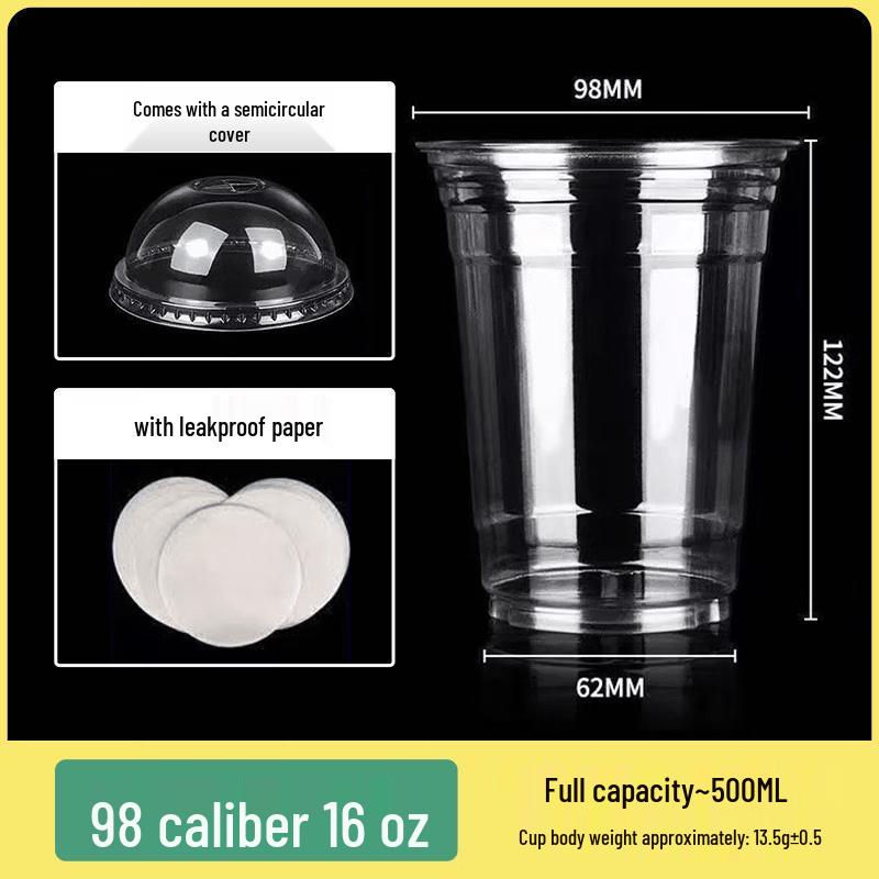 Thickened Disposable Plastic Cups with Lids (100 Sets)