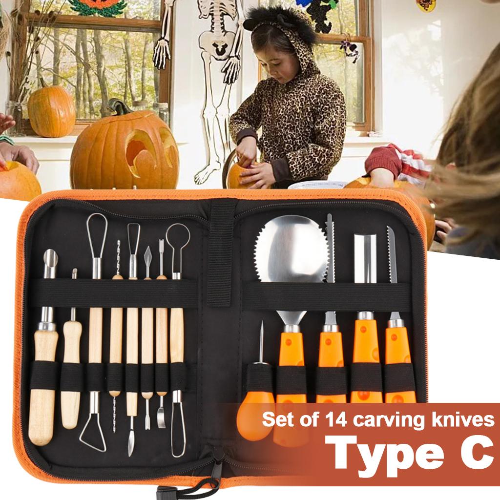 14 Pcs / Set Halloween Pumpkin Multifunction Kit Stainless Steel Cutting Tools