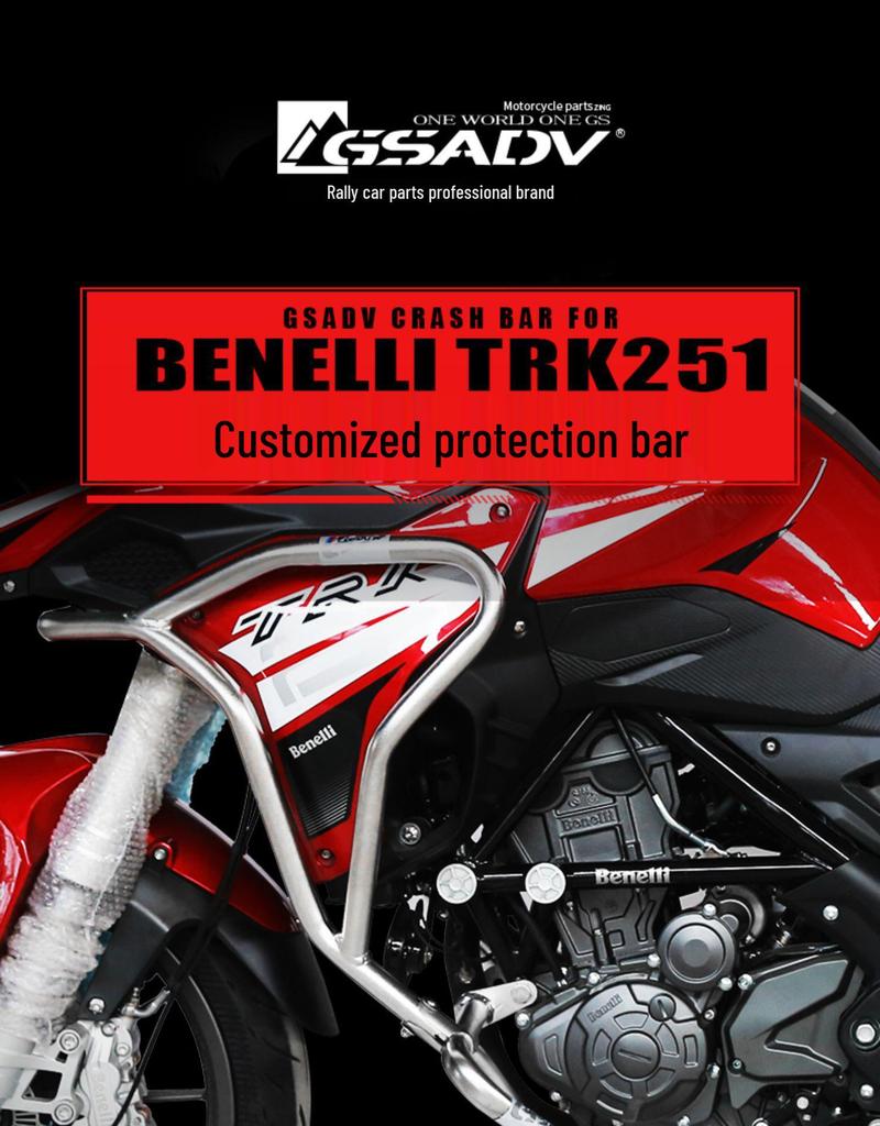 GSADV Crash Bars for Benelli TRK251: Full Coverage, 304 Stainless Steel