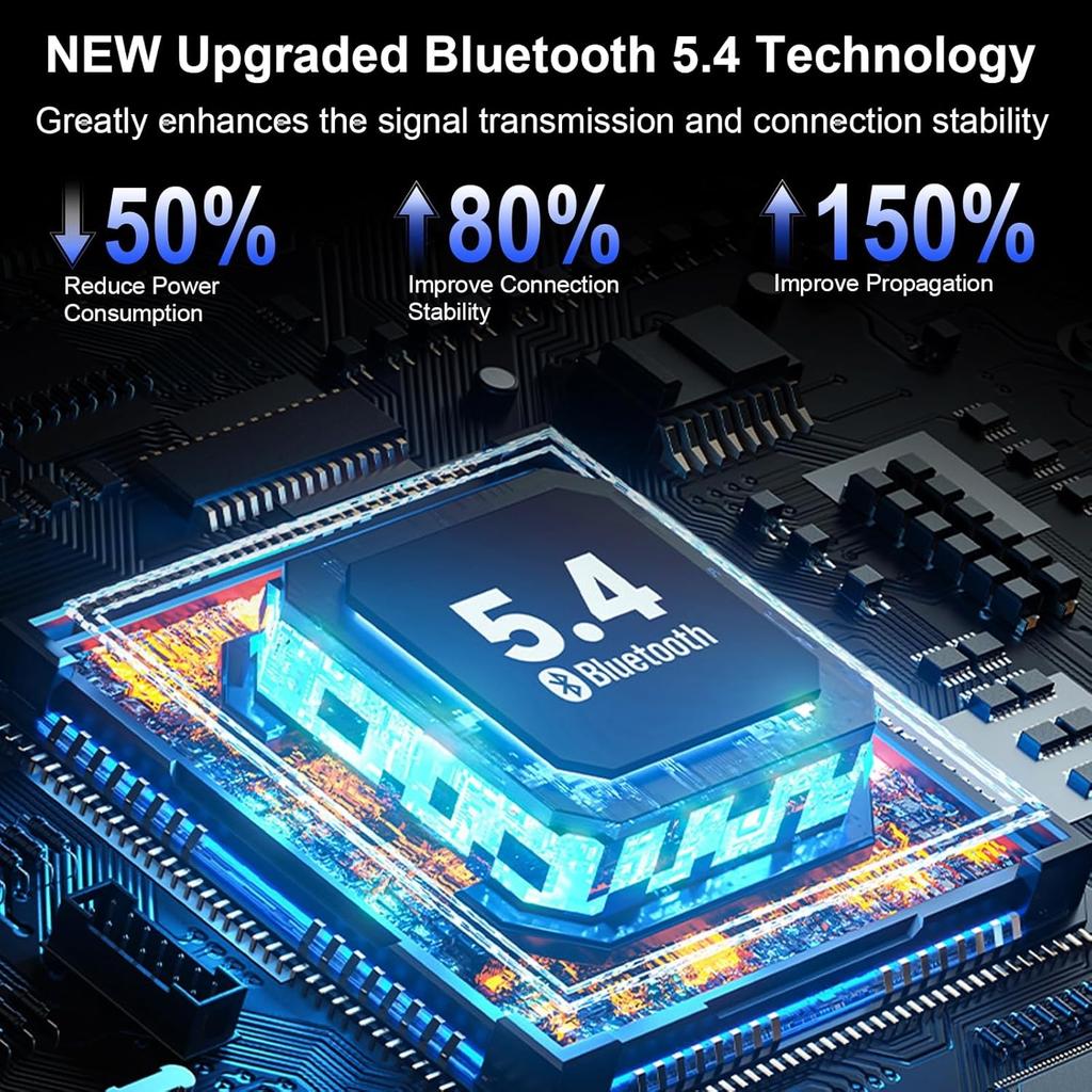 Kabellose Ohrhörer Bluetooth 5.4 Kopfhörer Ohrstöpsel mit 4 Mikrofonen ENC Geräuschunterdrückung, 48H Spielzeit LED-Anzeige Ladeetui, IP7 Wasserdichte Ohrhörer