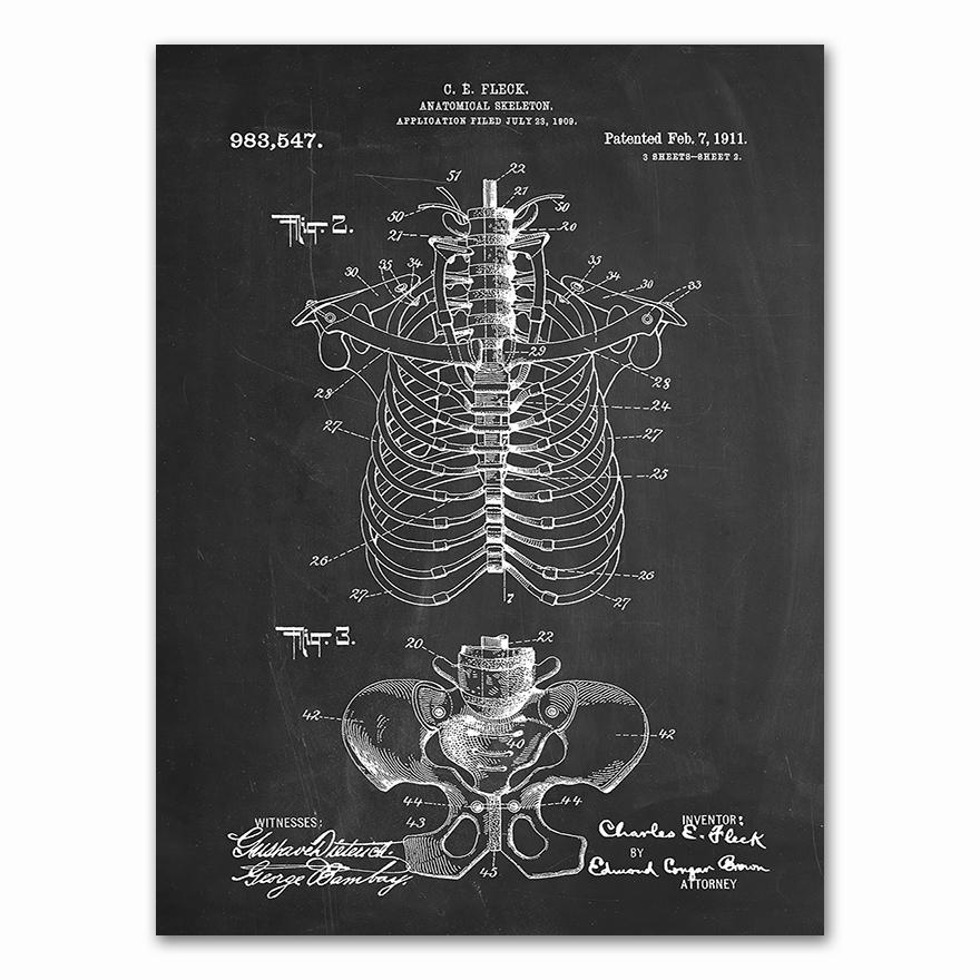 Anatomy skeleton Patent Vintage Poster Wall Art Print Canvas Painting Nordic Posters And Prints Wall Pictures For Living Room