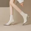 Krazing Pot Microfiber Basic Design Winter Pointed Toe Metal Thin High Heels Modern Boots Women Ankle Boots