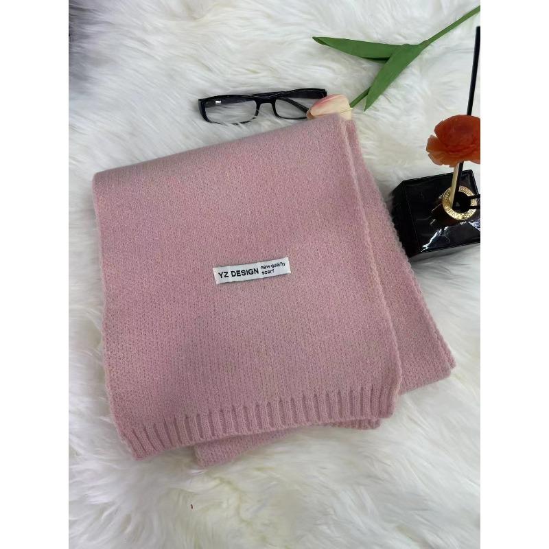 New Korean Style Soft and Skin Friendly Solid Color Versatile Knitted Scarf for Women Winter Warm and Comfortable Scarf Whitening Student Couple