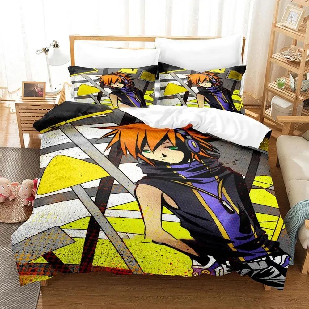Neku Sakuraba The World Ends With You Bettwäsche-Set Bettbezug-Set Steppdeckenbezug Kissenbezug Steppdecke King Queen Größe Jungen Erwachsene