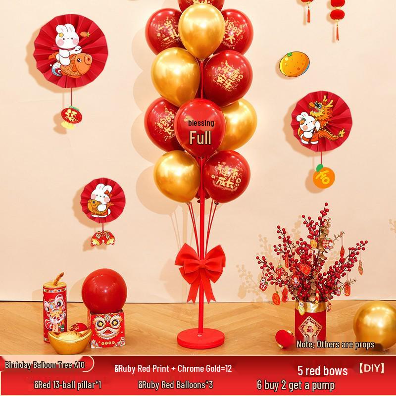 Red Party Birthday Balloon Decorations for Children's Milestones: Full Month, 100 Days, First Birthday