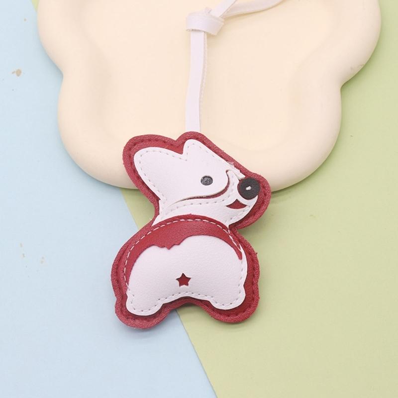 PU Leather Corgi Keychain Cute Dog Accessory Decoration Lightweight PU Craft Pendant For Daily Bag Styling