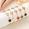 Fashion New Titanium Steel Five-leaf Flower Two-color Splicing Bracelet Women's Jewelry Gift Banquet