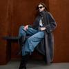 Sancai 2025 Winter Lamb Wool Blend Faux Fur Longline Coat