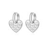 European & American Minimalist Zircon Flower Earrings with Heart Ear Cuffs - Stylish Niche Design for Women