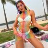 Women'S Rainbow Color Fishing Net Transparent Skirt Erotic Mesh Hollow See Through Tights Lingerie Fashion Ladies Fishnet Dress