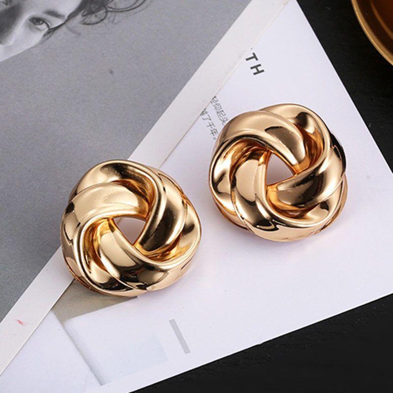 Boucles d'oreilles puces en métal doré, style spirale, pour femme. Nouveauté bijoux en gros.