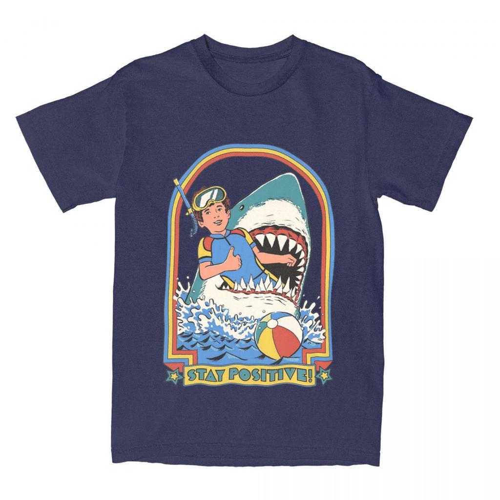 Unisex Womens Vintage Horror Humor Stay Positive T Shirts Accessories S S Nostalgia Humorous Cotton Tops Tshirt