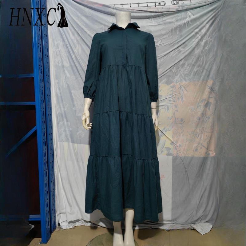 HNXC Γυναικεία Μόδα Άνοιξη Φθινόπωρο μονόχρωμα μονόχρωμα μακρυμάνικα φορέματα POLO με ψηλόμεσο λαιμό