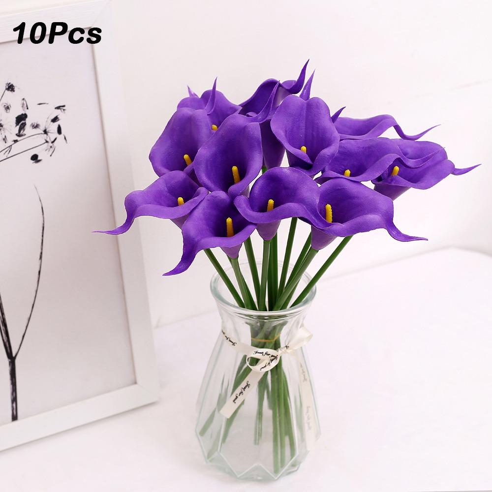 10Pcs Lifelike Real Touch Calla Lily Artificial Flowers Fake Calla Lily  Wedding Bouquet