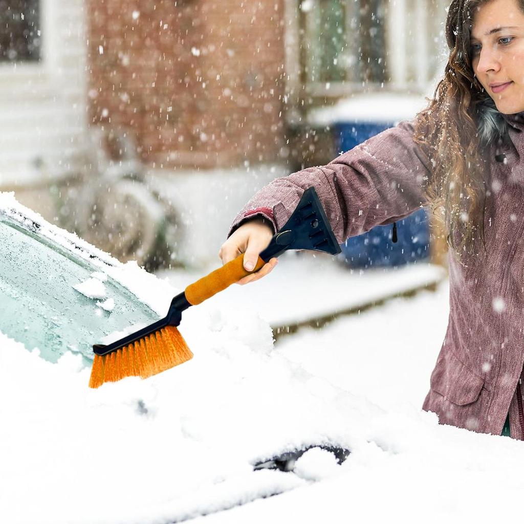 2 In 1 Snow Scraper And Brush Ergonomic Foam Grip Snow Remover Ice Scrapers For Cars Windshield Winter Cleaning Supplies