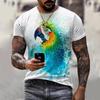 T-shirt Men's 3D Printed Bird Animal Ink Painting Pattern Summer Men And Women Fashion Casual Oversized Crew Neck T-shirt Top