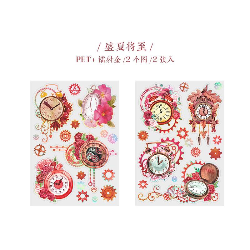 2pcs Diy materials for PET sticker time wheel roaming clock flower Guka planner decoration and landscape