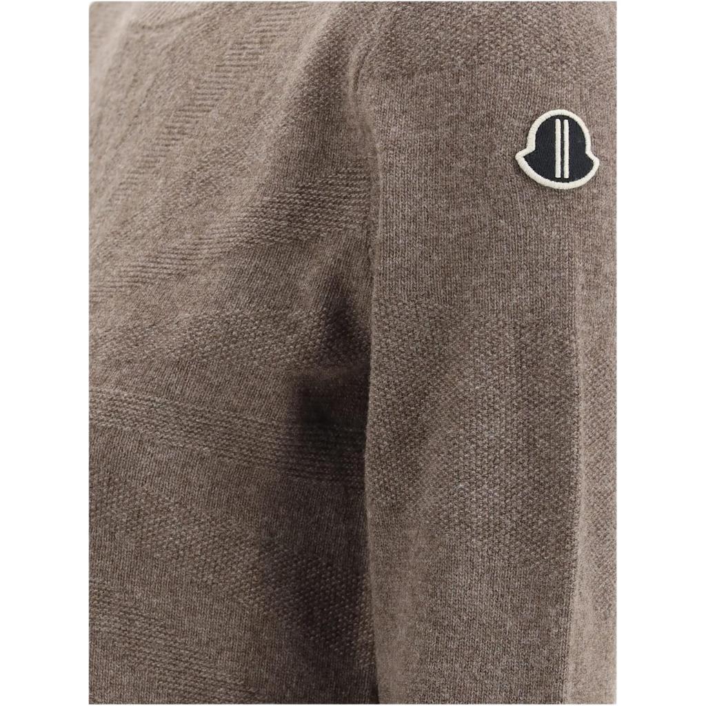 Moncler x Rick Owens Biker Round Neck Sweater Dust Women Tops Tan MU02D9C01-M4281-25X