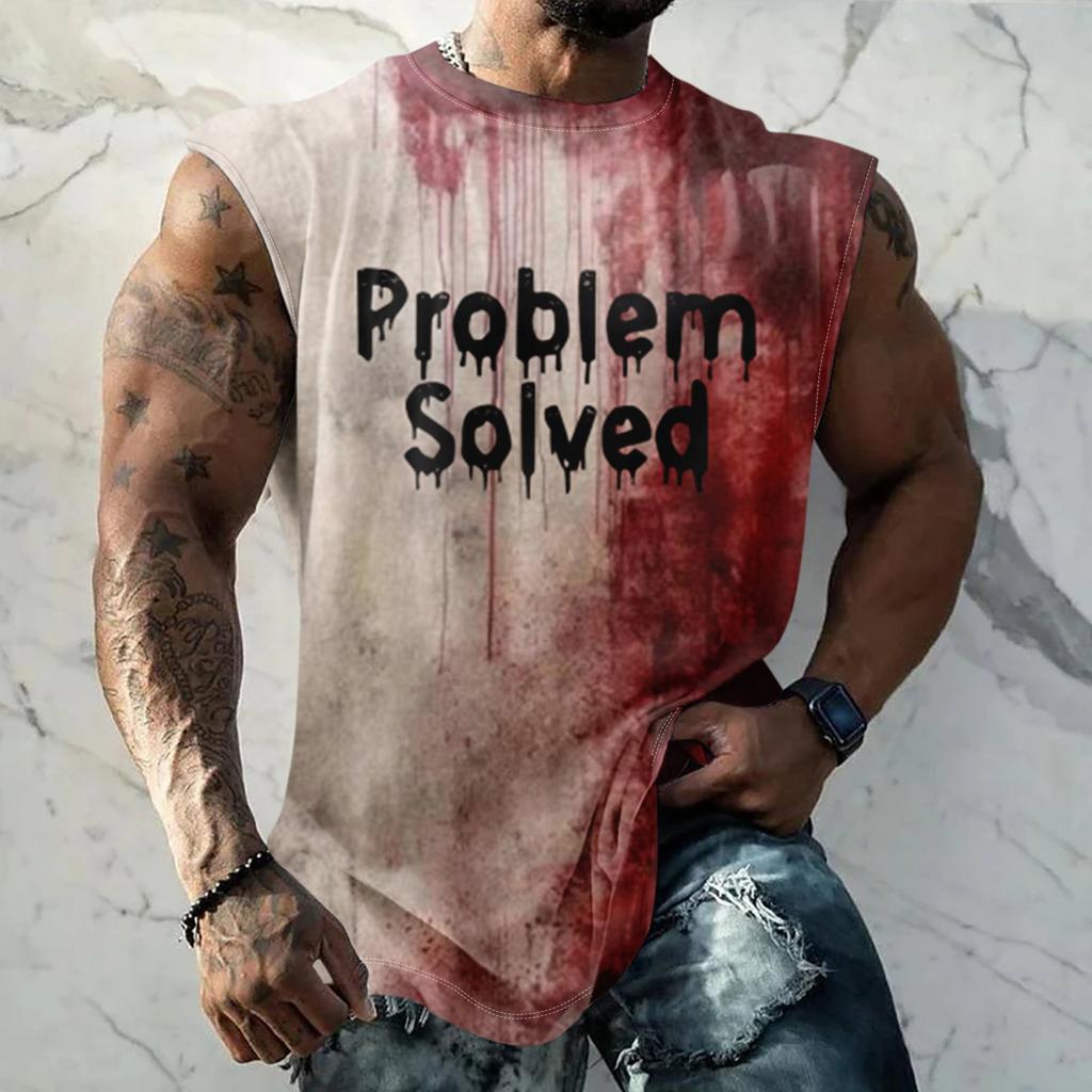 Men's Halloween Horror Texture Print Casual Sports Loose Sleeveless Vest