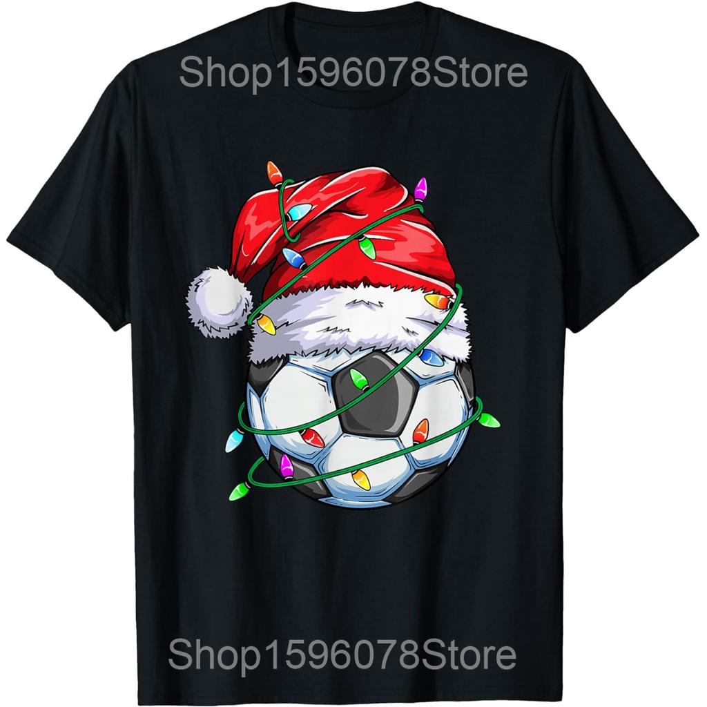 Funny Cat Soccer Ball Sports Christmas Player T Shirts Men Cotton Humor Streetwear Tee Short Sleeve Unisex Loose Clothing
