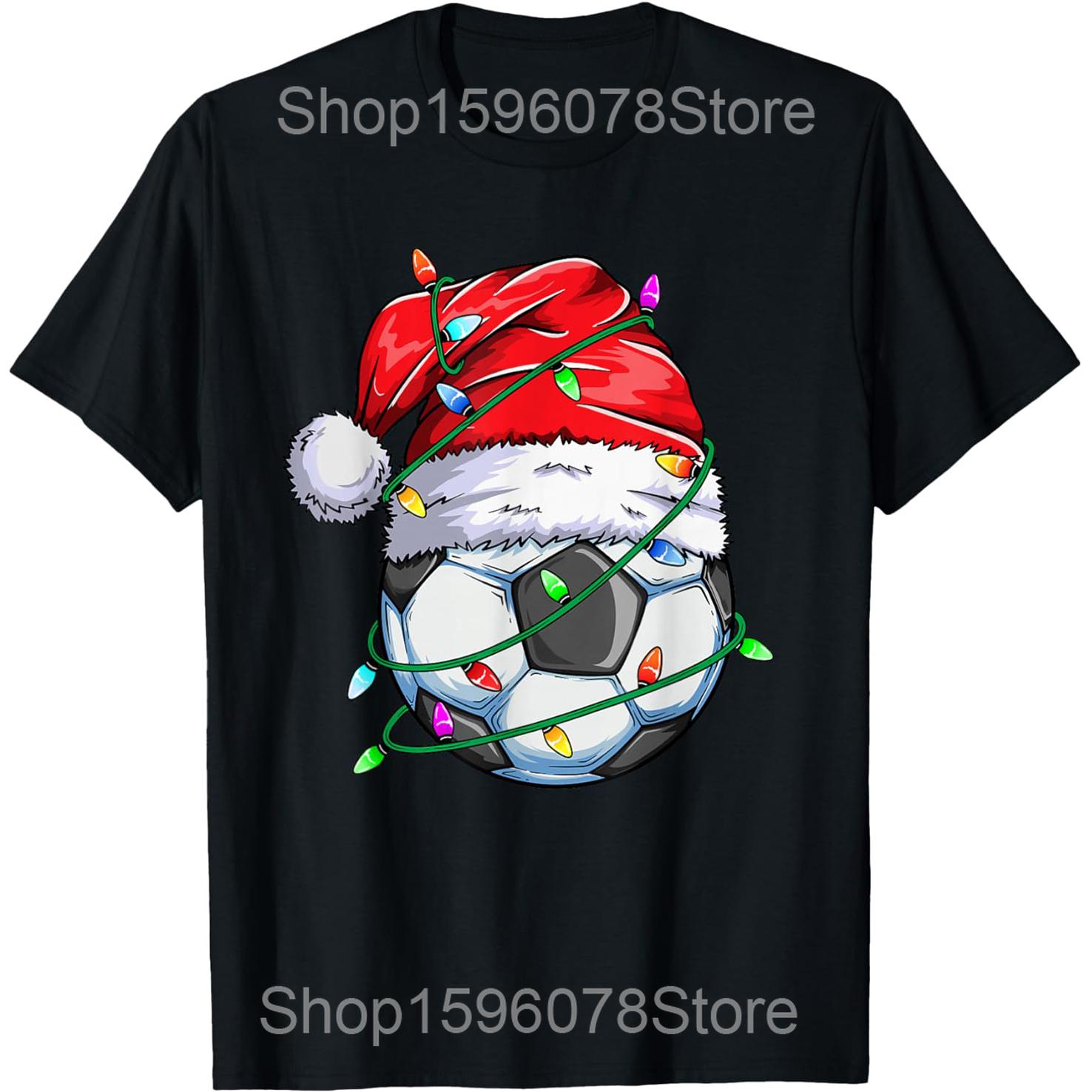 

Funny Cat Soccer Ball Sports Christmas Player T Shirts Men Cotton Humor Streetwear Tee Short Sleeve Unisex Loose Clothing 4XL