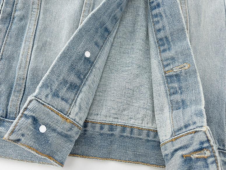 Trendy džínová bunda Gallery Dept v prané modré barvě s vyšívaným logem