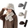 Thick Faux Fur Hat Scarf Set Warm Fur Snood Scarf Fashion Winter Hat Scarf Set  Skiing Holiday