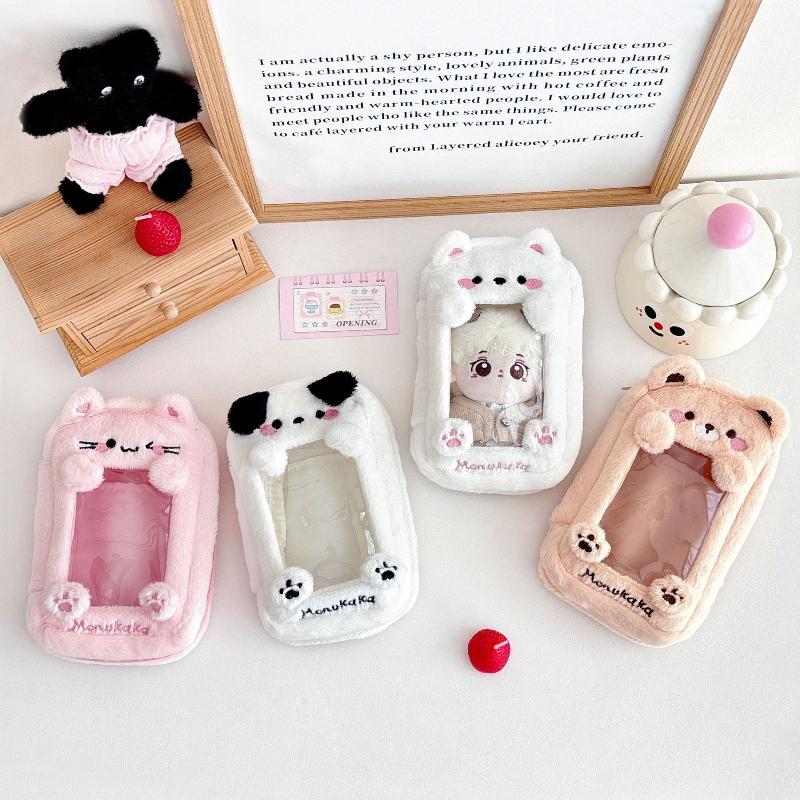 Cartoon Animal Plush Storage Bags for 13cm Cute Doll Display Plastic Protector Case Zipper Cosmetic Bag for Women Traveling Bags