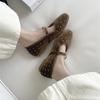 IPPEUM Women Ballet Flats Suede Round Toe Ballerinas Shoes Mujer Buckle Straps Mary Janes Shoes