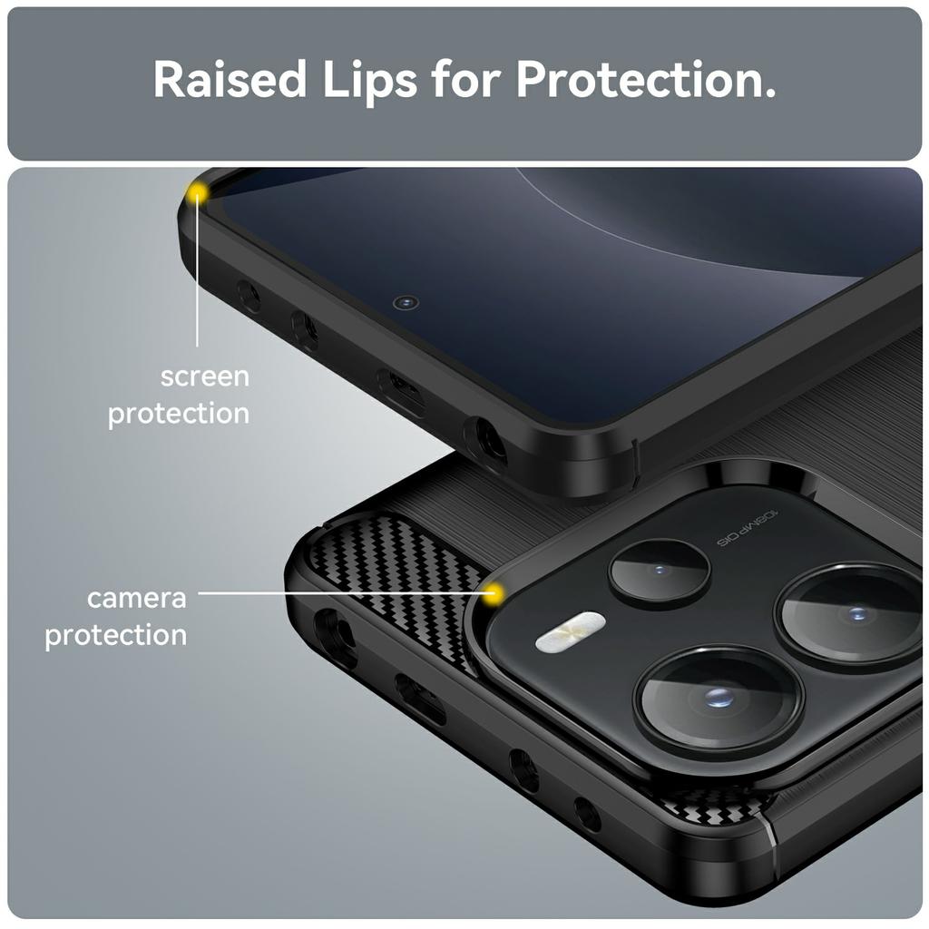 Phone Case for Xiaomi Redmi Note 14 4G (163.25x76.55x8.16mm) Protective Cover Carbon Fiber Texture Brushed