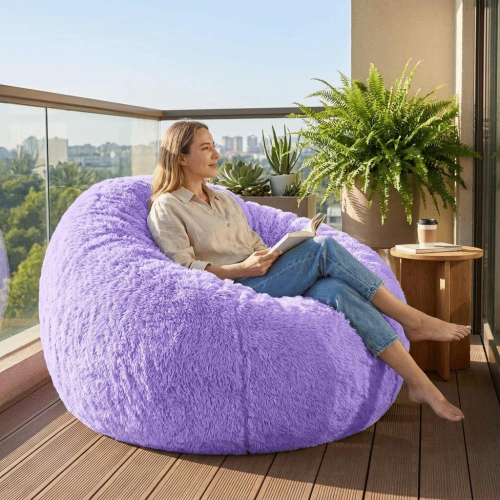 Runde flauschige Plüsch-Faulsofa-Abdeckung Weiche Sitzsack-Stuhl-Abdeckung Bequeme Spielzeug-Aufbewahrungstasche Für den Heimgebrauch