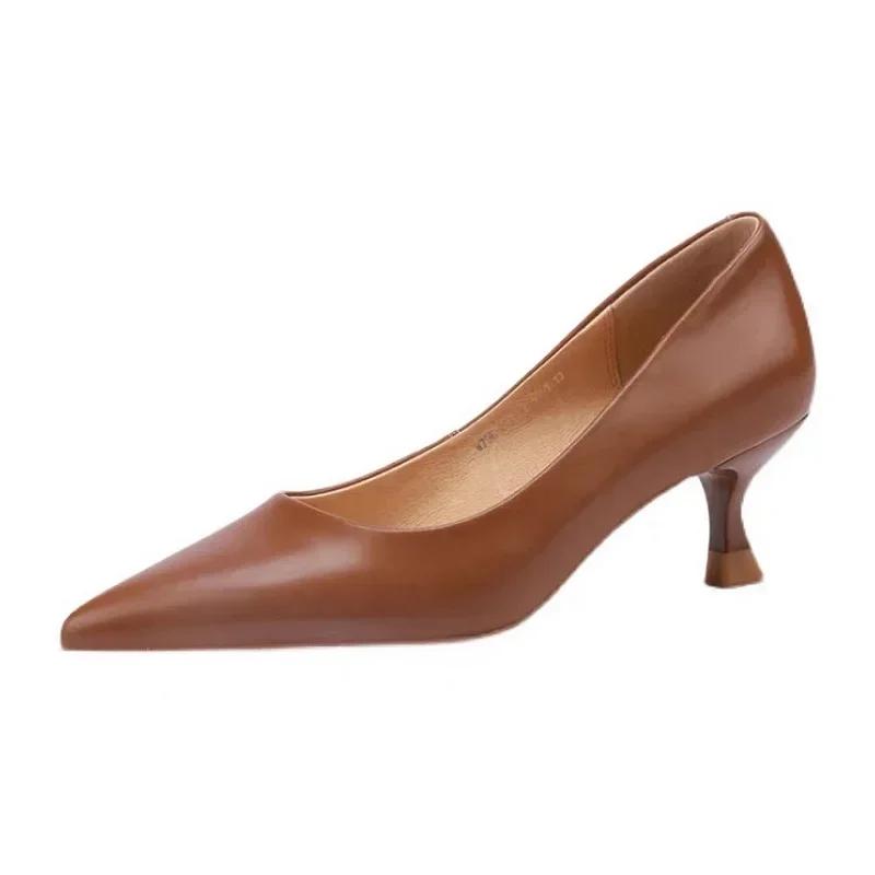 Fashion Luxury Pumps Shoes for Women Heeled Woman Medium Heel Stiletto Heels High Sandal Party Office 2025 Elegant Brown Small Heel Sexy