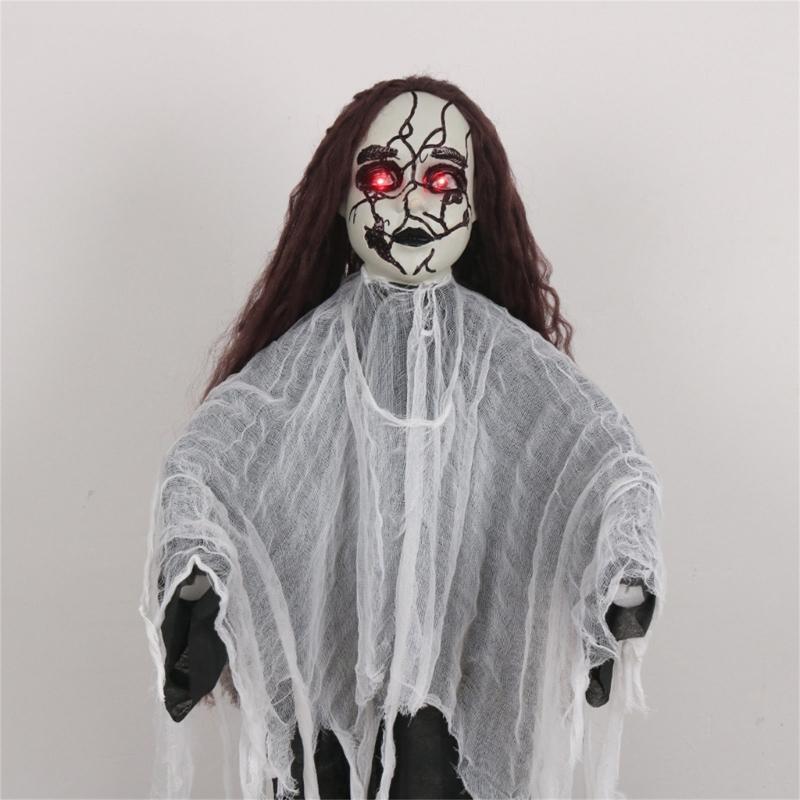 Eerie Halloween Hanging Skull Sound Activated Shrills Grim Reapers Thrilling Festivals Party Decorations for Outdoor