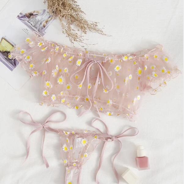 Ensemble de lingerie deux pièces sexy en dentelle florale européenne et américaine