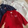 Kids Solid Long Sleeve Polo Shirt with Heart Print for Boys and Girls