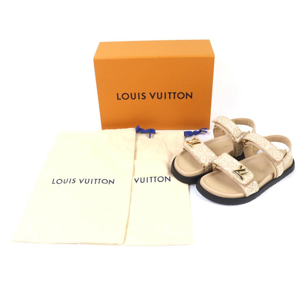 Great LOUIS VUITTON Sandals LV Sunset beige Monogram Jaguar Women 37 1AHNL4 Used