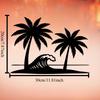 1pc Palm Tree Wave Metal Wall Art, Tropical Coastal Iron Statue for Outdoor Patio Garden Fence, Beach Theme Summer Vacation Decor, Weather Resistant