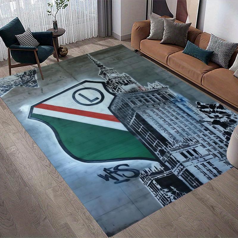 Legia Warszawa Home Sofa Decoration for Living Room & Bedroom, Non‑Slip Play Flannel Floor Mat for Game Room